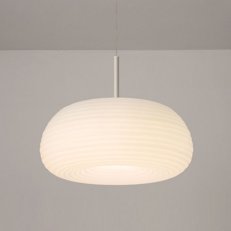 Lustre Suspension Tambour Naturel, Blanc