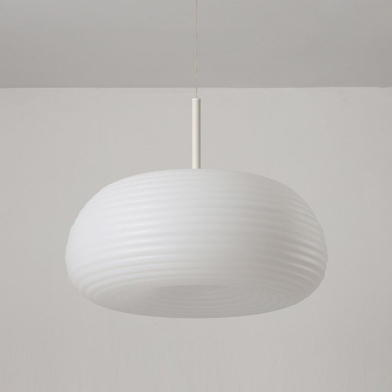 Lustre Suspension Tambour Naturel, Blanc