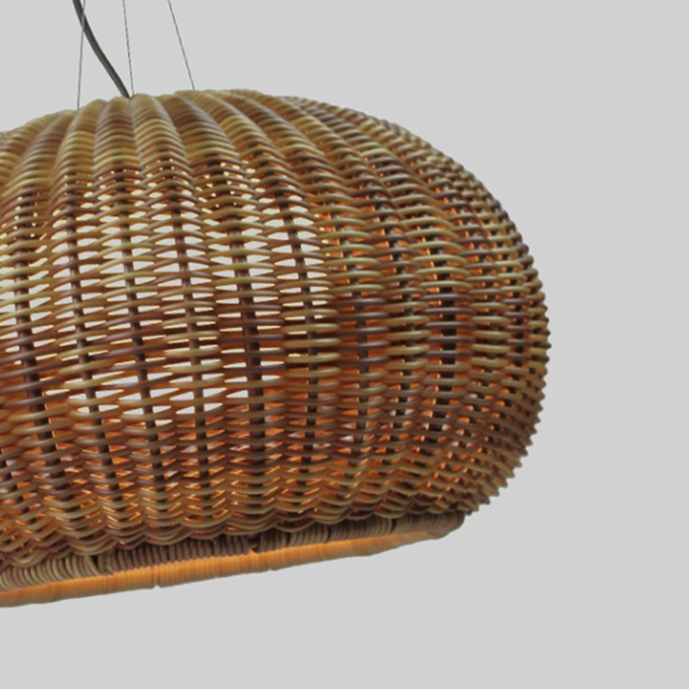 Luminaire Suspension Extérieure Rotin, Bois