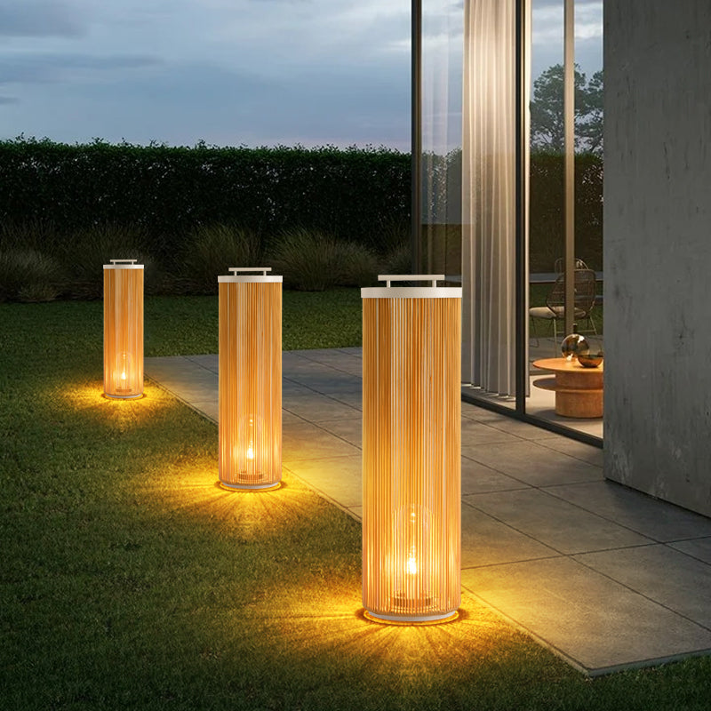 Lanterne Extérieur LED Solaire Rotin , Bois