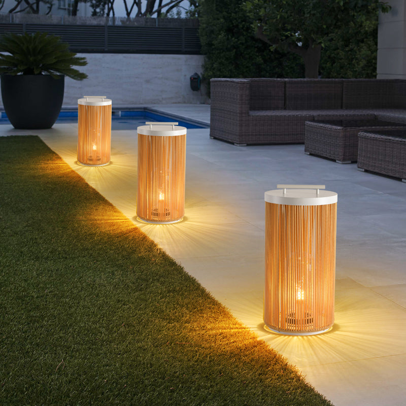 Lanterne Extérieur LED Solaire Rotin , Bois