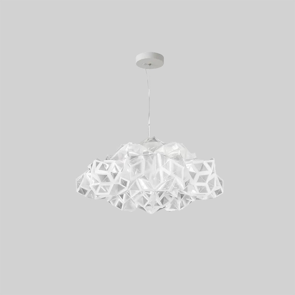 Lustre Suspension Moderne Géométrique, Acrylique/Métal, Blanc.