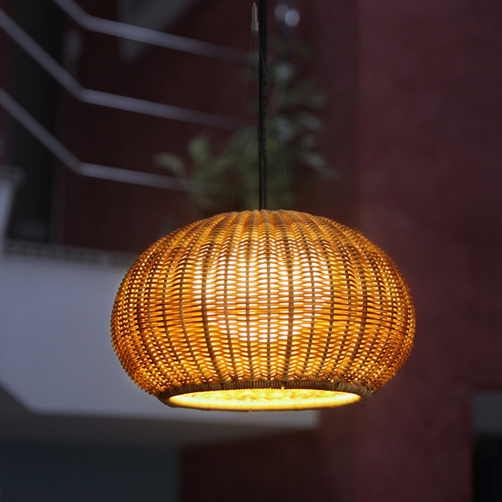 Luminaire Suspension Extérieure Rotin, Bois