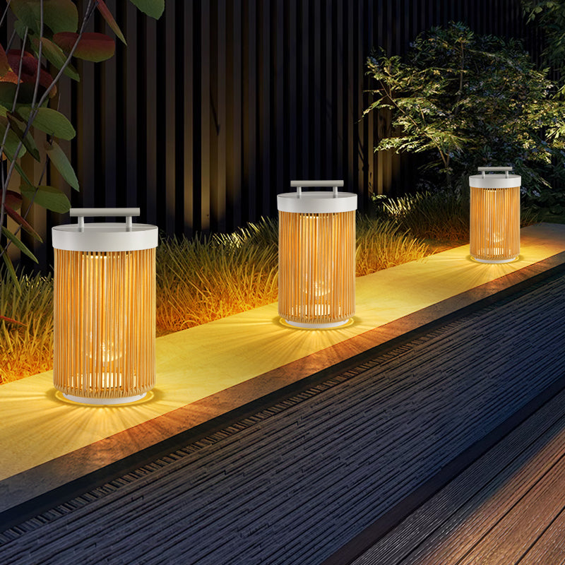 Lanterne Extérieur LED Solaire Rotin , Bois