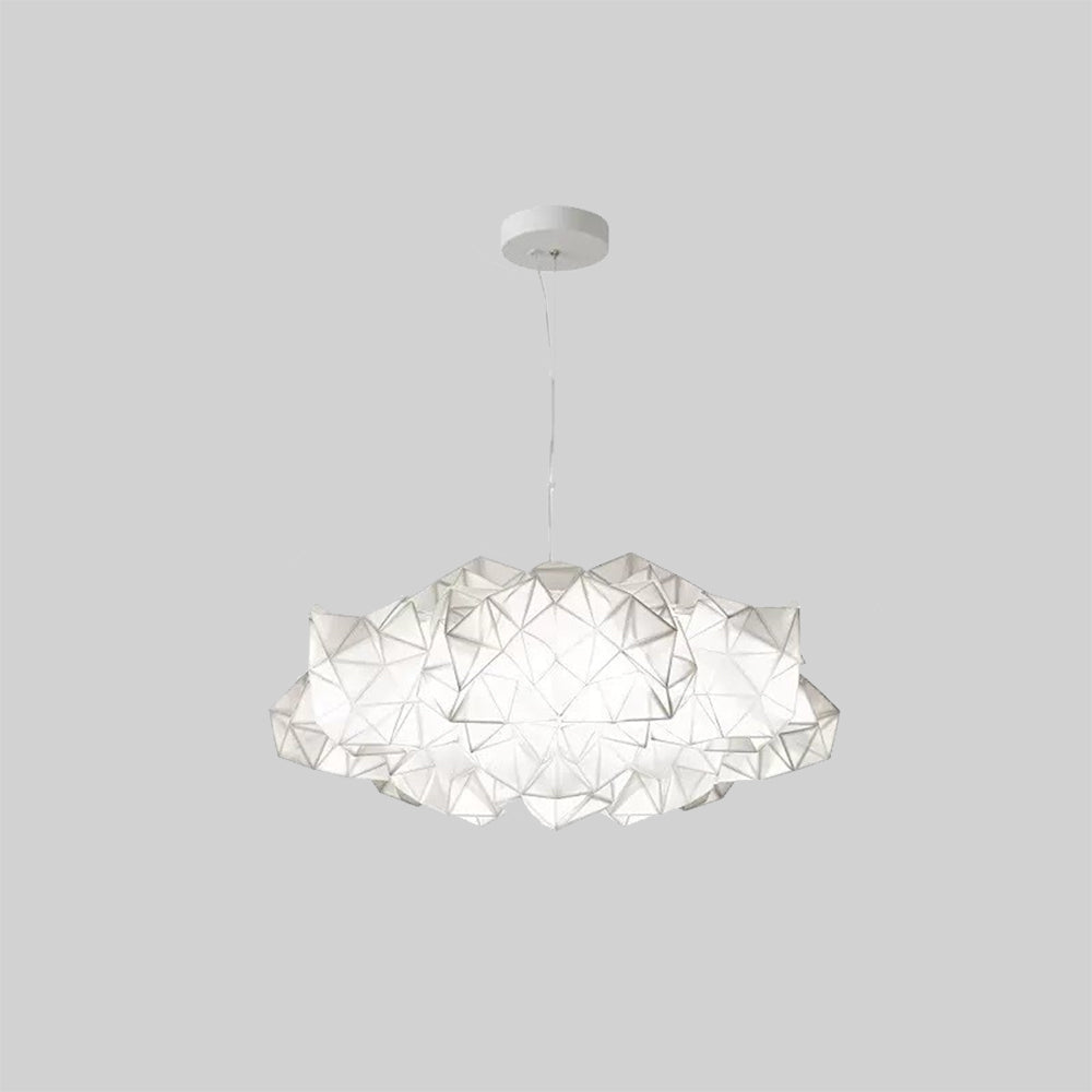Lustre Suspension Moderne Géométrique, Acrylique/Métal, Blanc.