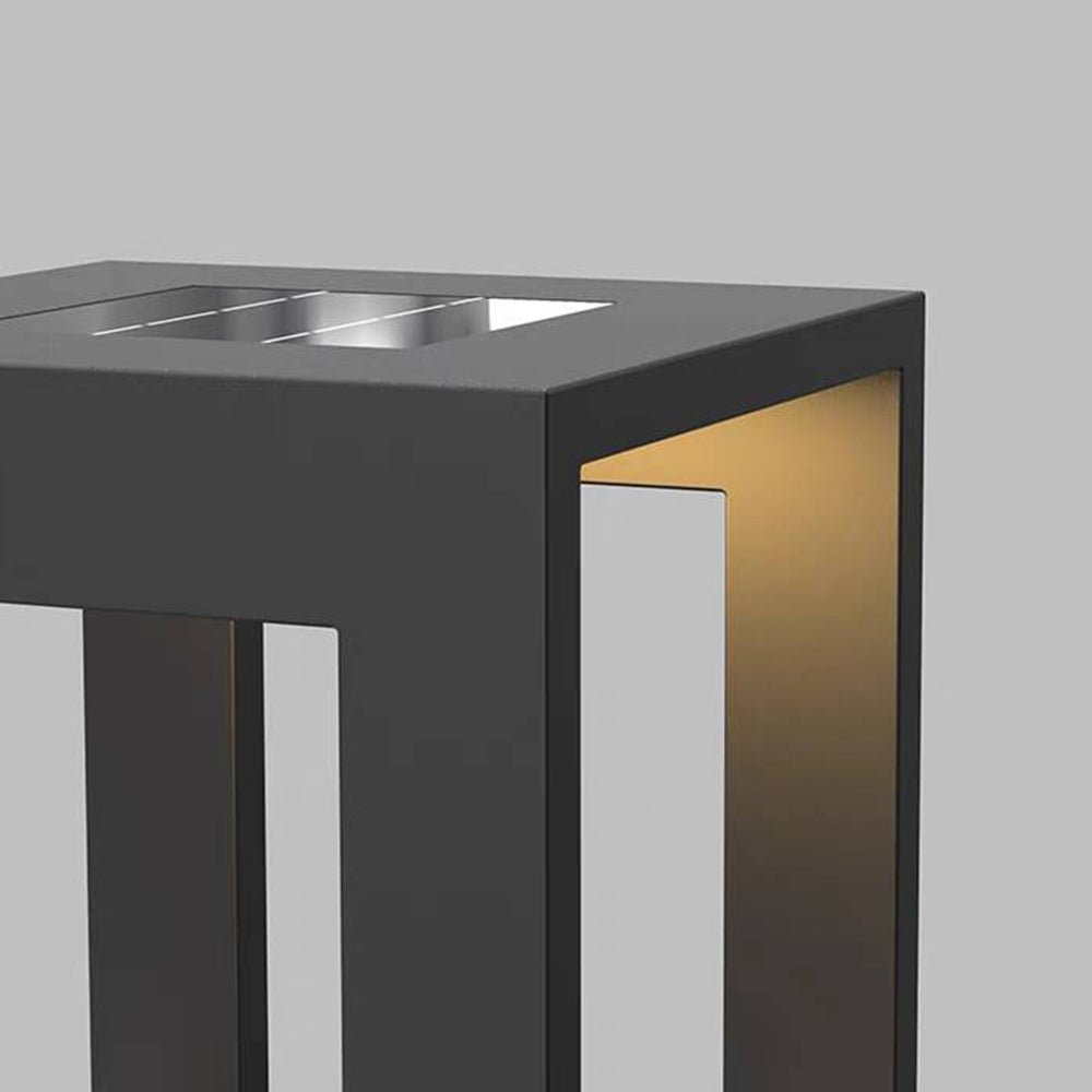 Table Extérieur Solaire LED Rectangulaire Moderne, Noir