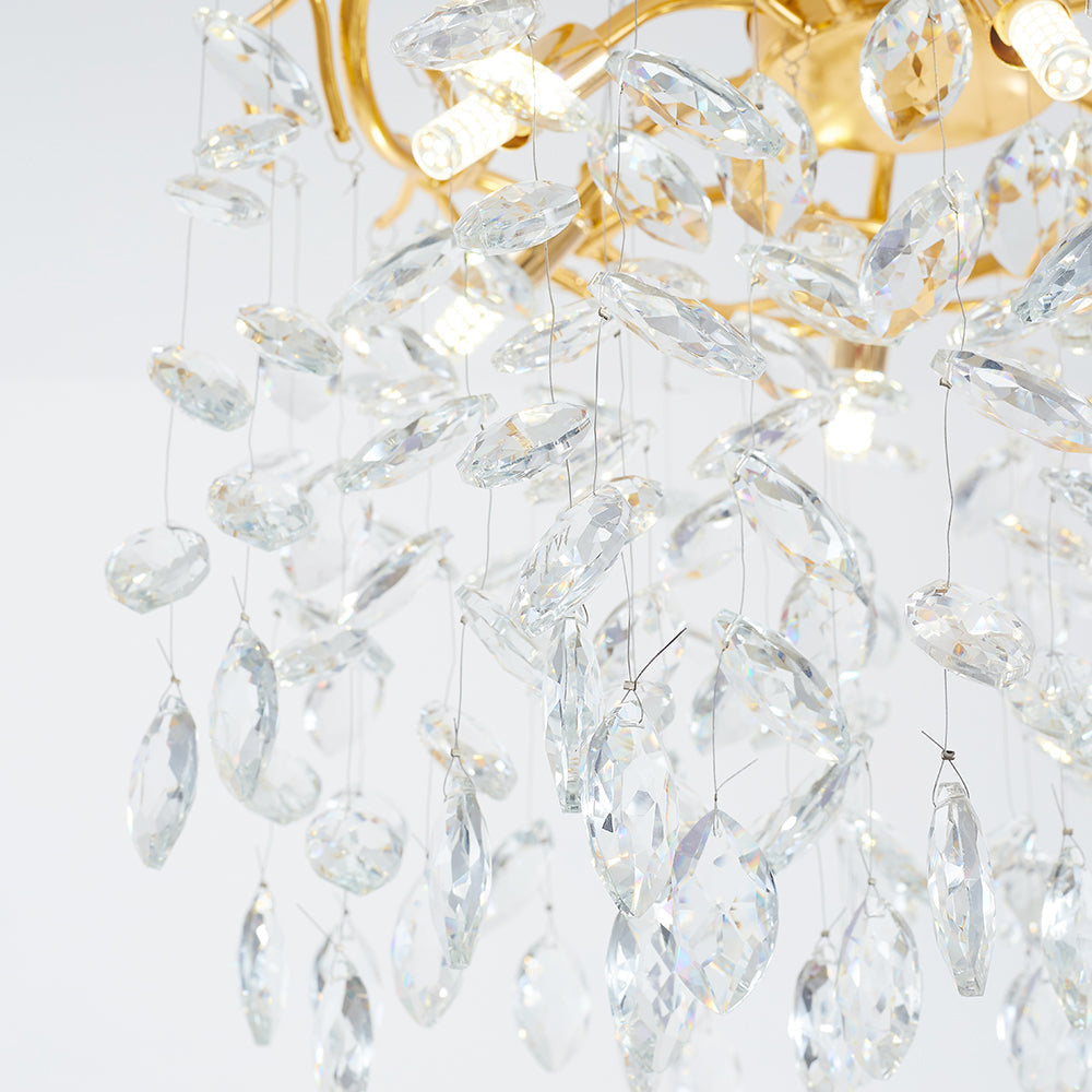 Lustre Moderne Cristal/Métal, Blanc/Doré.