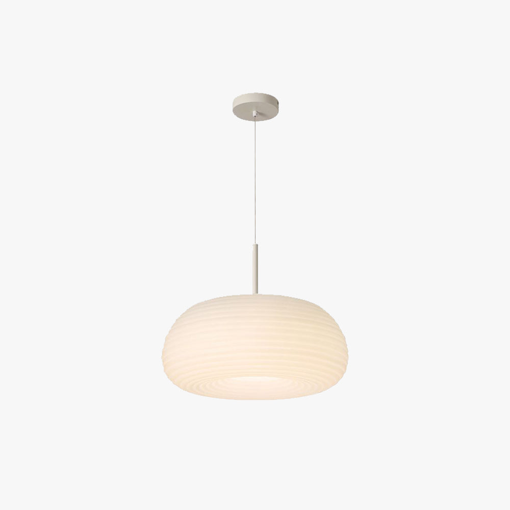 Lustre Suspension Tambour Naturel, Blanc