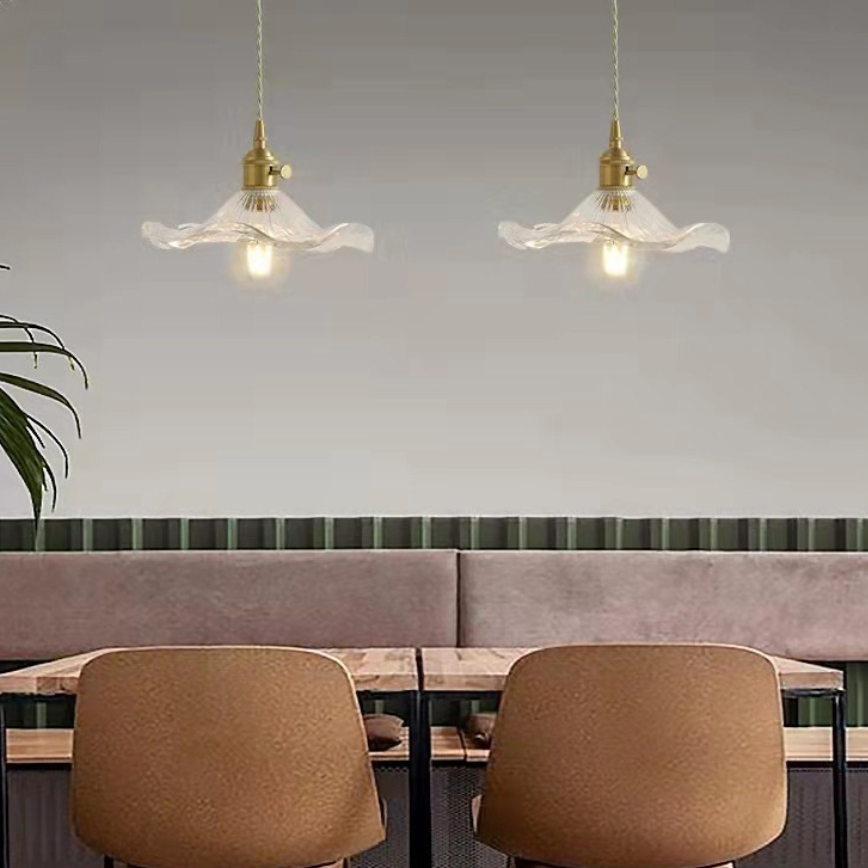 Suspension Fleur Vintage, Verre, Transparente/Verte/Ambre