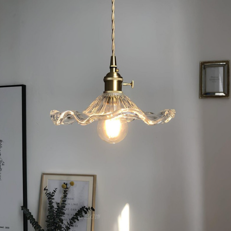 Suspension Fleur Vintage, Verre, Transparente/Verte/Ambre