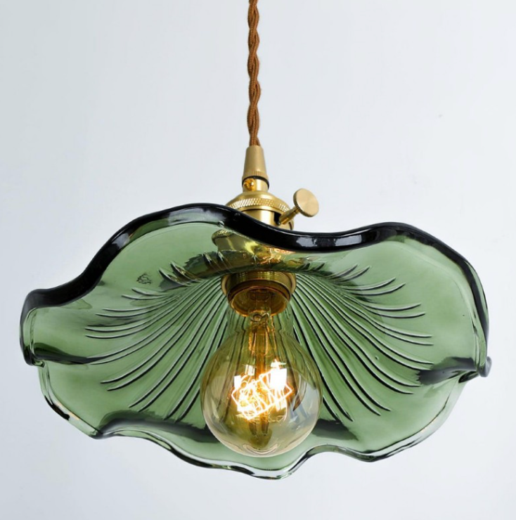 Suspension Fleur Vintage, Verre, Transparente/Verte/Ambre