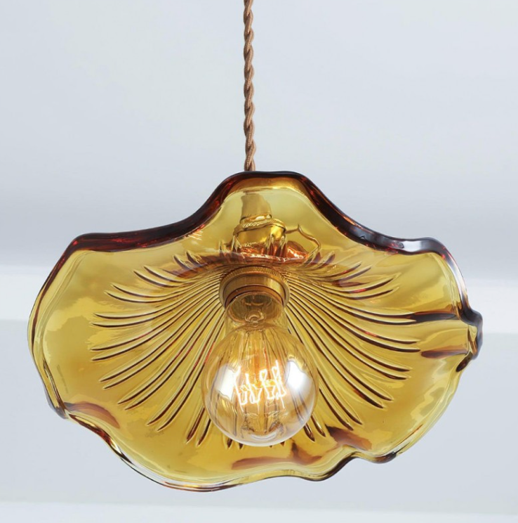 Suspension Fleur Vintage, Verre, Transparente/Verte/Ambre