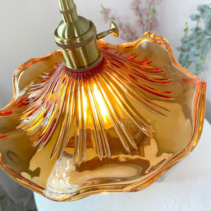 Suspension Fleur Vintage, Verre, Transparente/Verte/Ambre