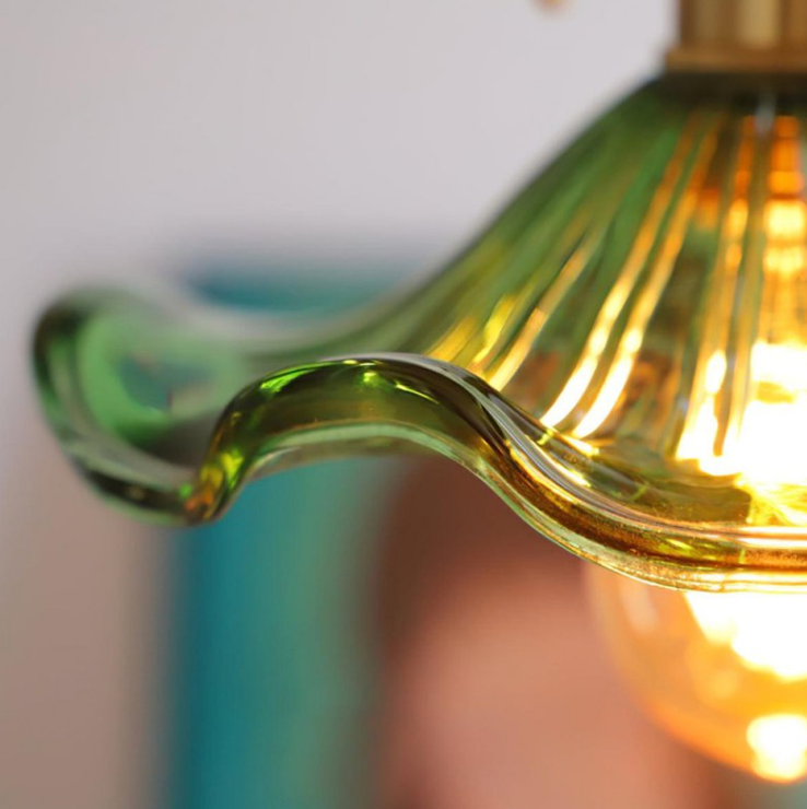 Suspension Fleur Vintage, Verre, Transparente/Verte/Ambre