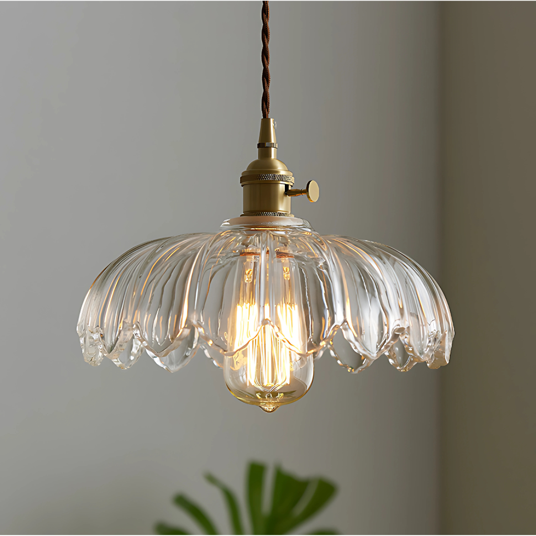 Suspension Fleur Vintage, Ambre/Bleu/Vert/Blanc/Transparent