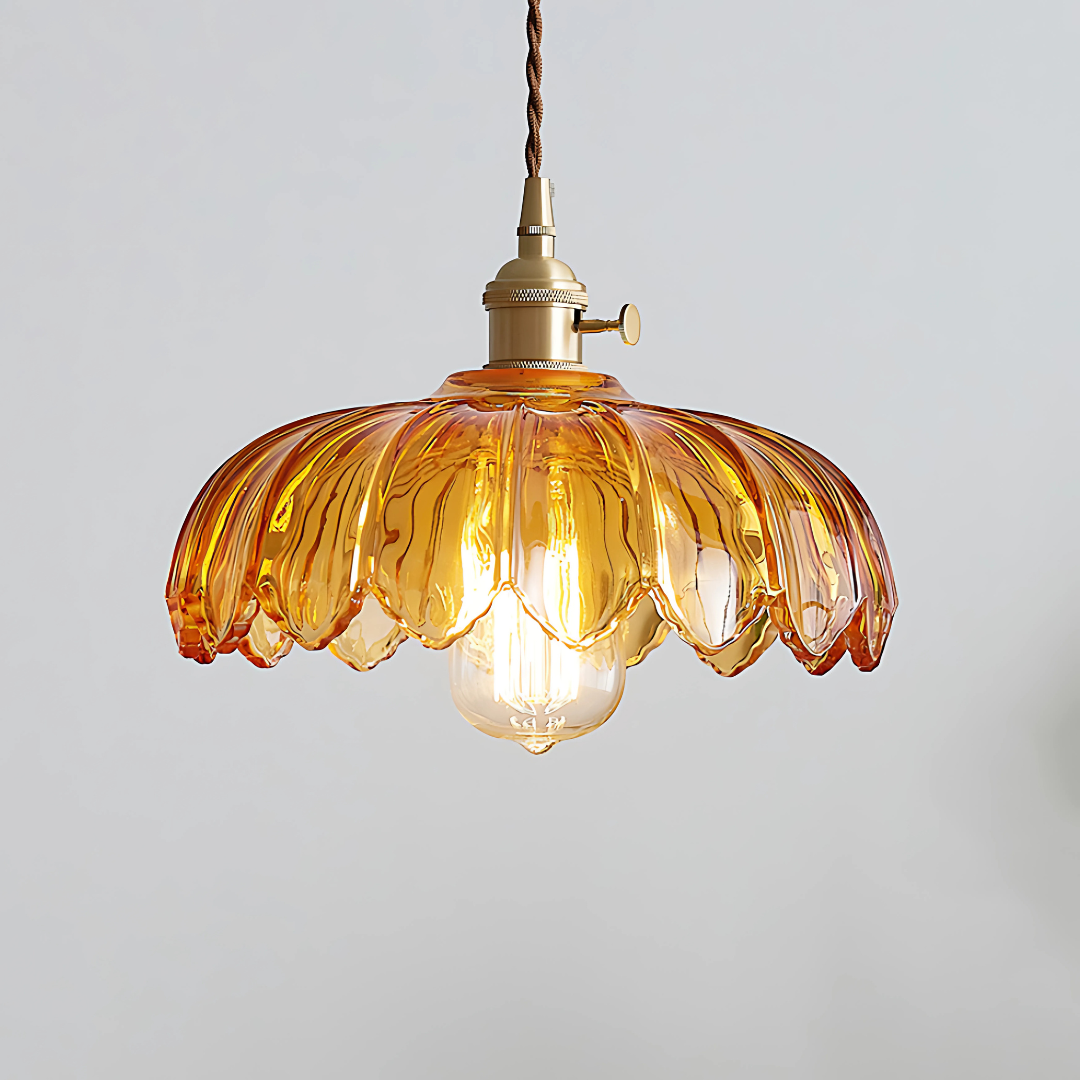 Suspension Fleur Vintage, Ambre/Bleu/Vert/Blanc/Transparent