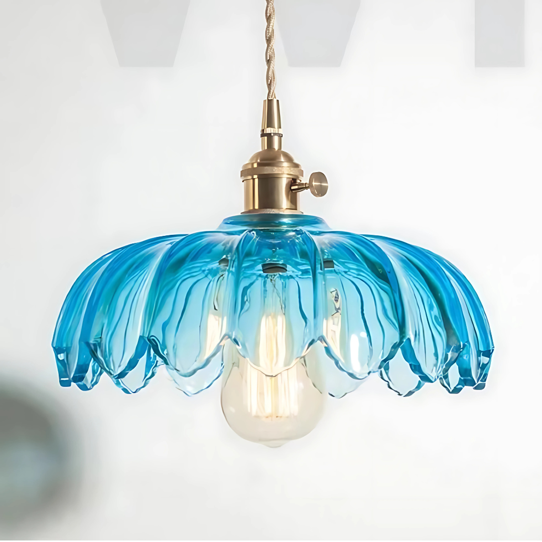 Suspension Fleur Vintage, Ambre/Bleu/Vert/Blanc/Transparent