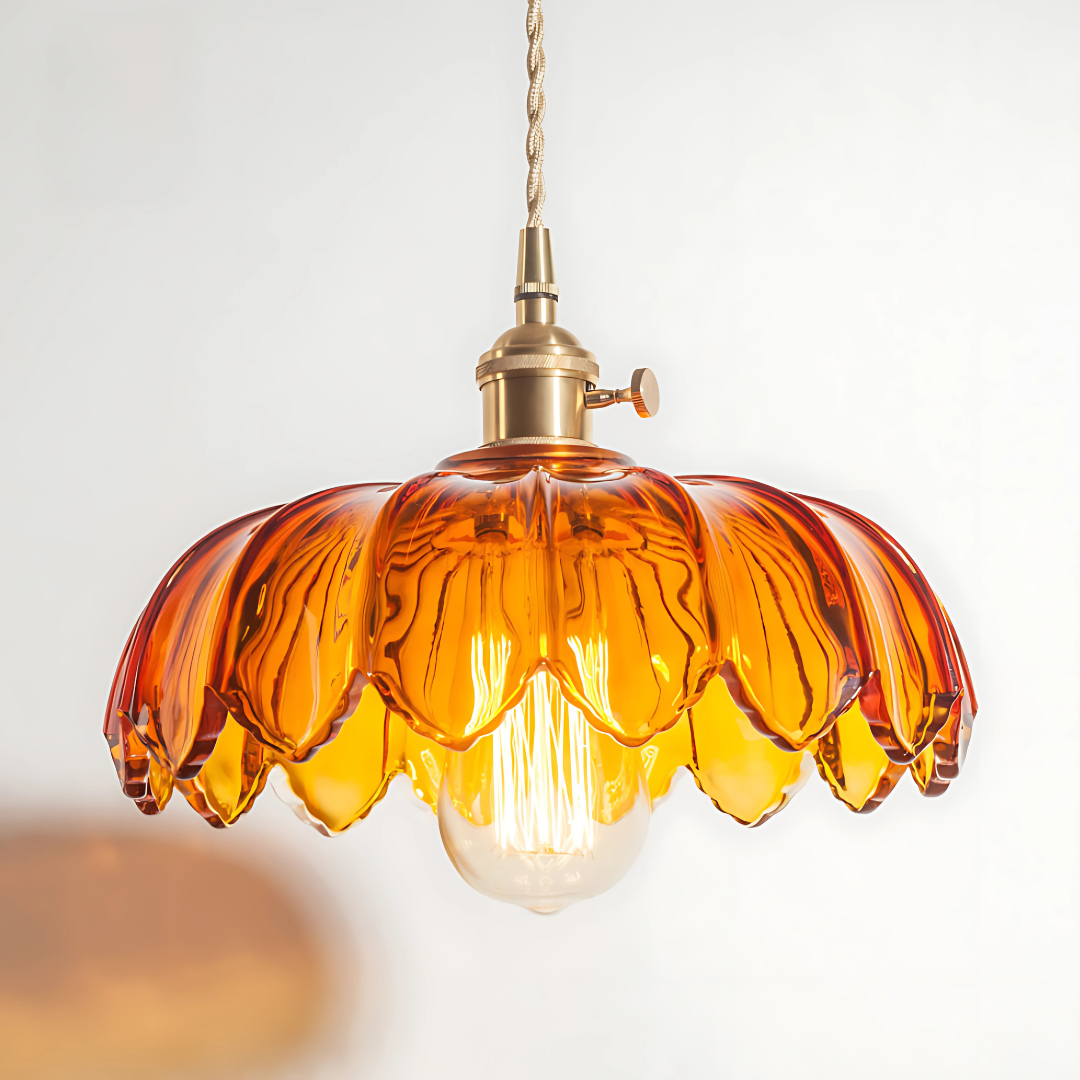 Suspension Fleur Vintage, Ambre/Bleu/Vert/Blanc/Transparent