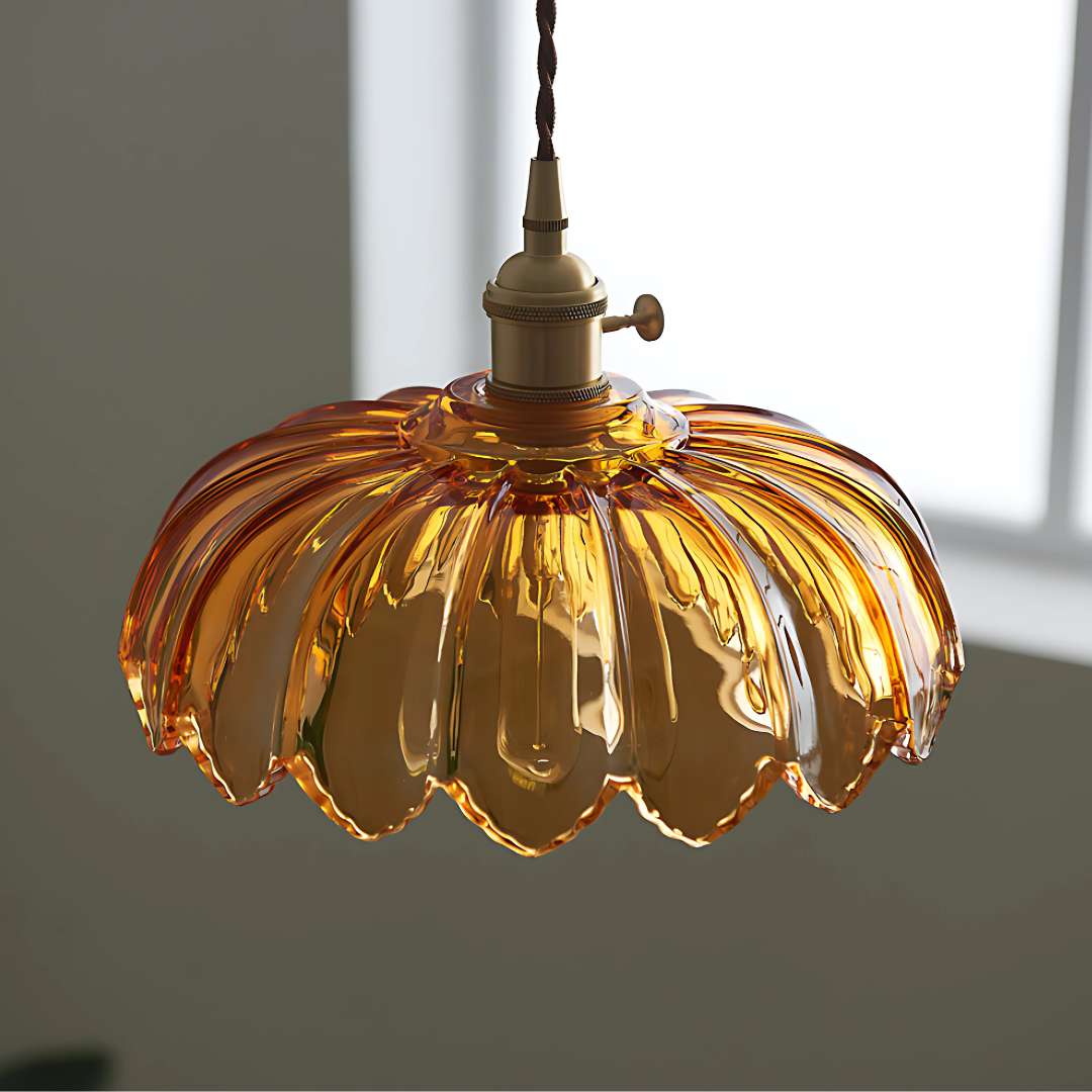 Suspension Fleur Vintage, Ambre/Bleu/Vert/Blanc/Transparent