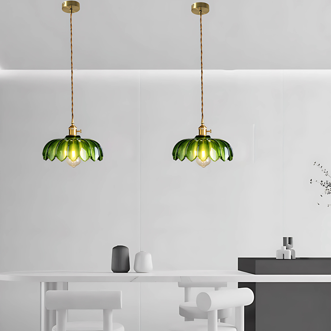 Suspension Fleur Vintage, Ambre/Bleu/Vert/Blanc/Transparent