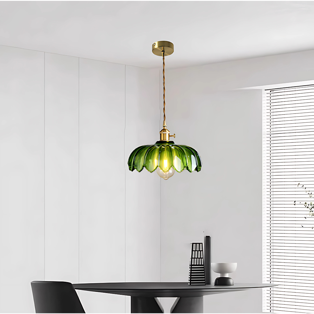 Suspension Fleur Vintage, Ambre/Bleu/Vert/Blanc/Transparent