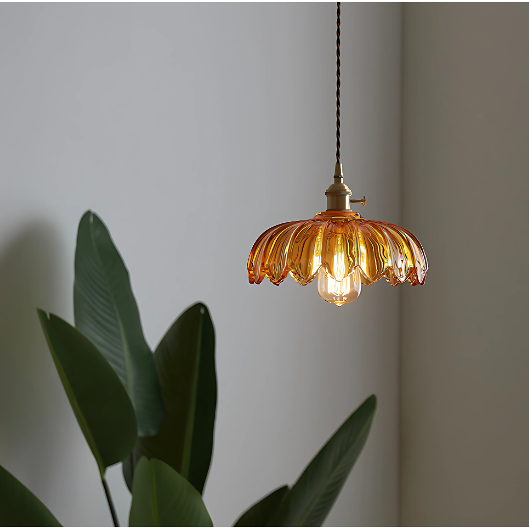 Suspension Fleur Vintage, Ambre/Bleu/Vert/Blanc/Transparent