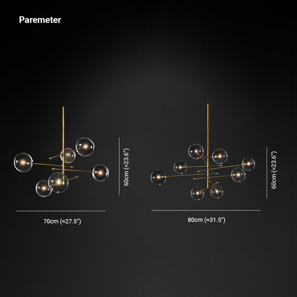 Plafonnier Moderne Bulles, Métal/Verre, Noir/Doré.