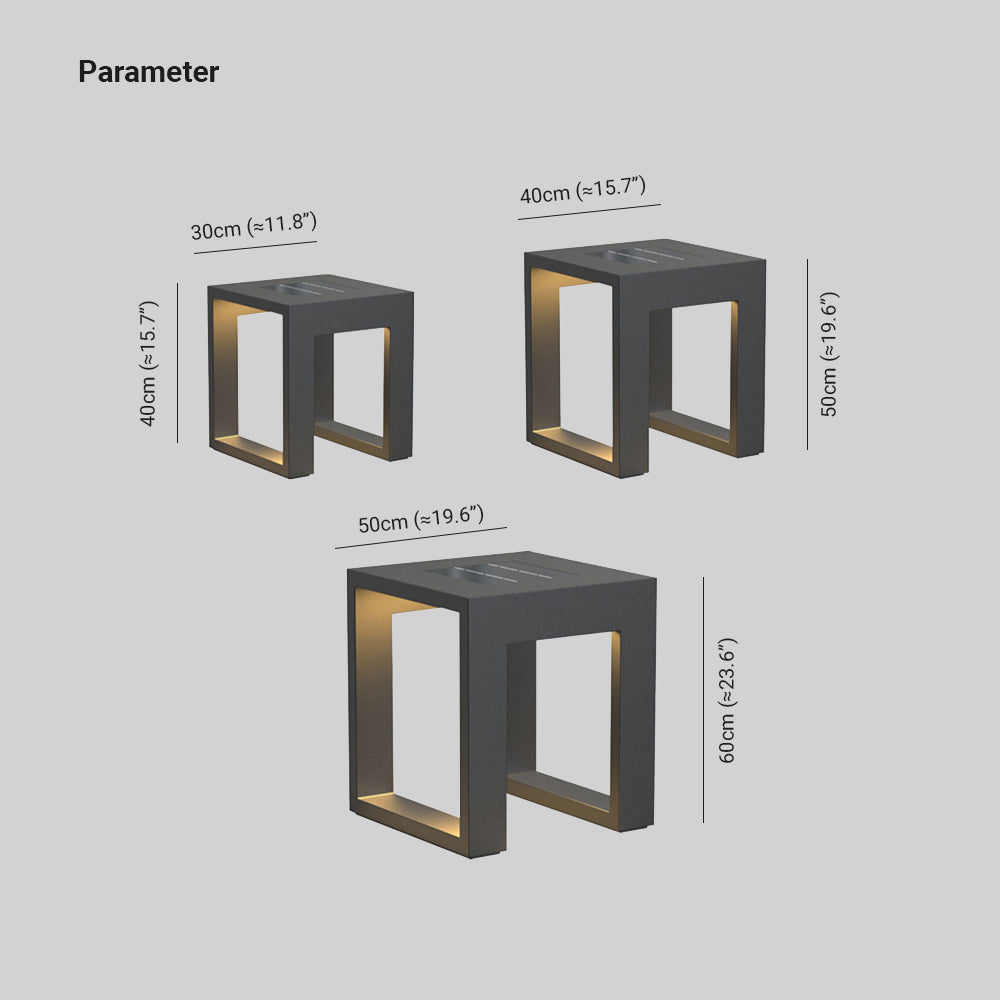 Table Extérieur Solaire LED Rectangulaire Moderne, Noir