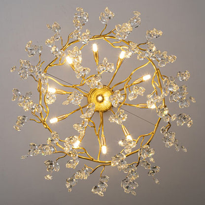 Lustre Moderne Cristal/Métal, Blanc/Doré.