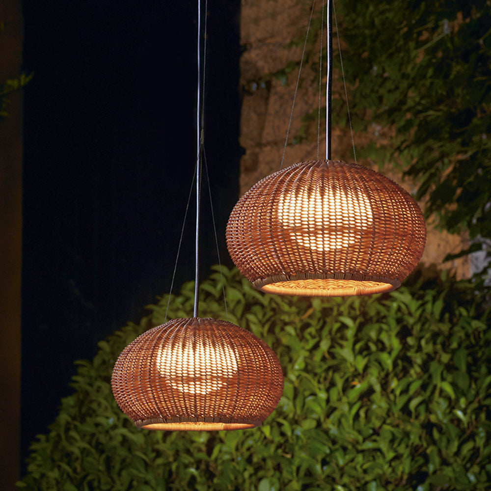 Luminaire Suspension Extérieure Rotin, Bois