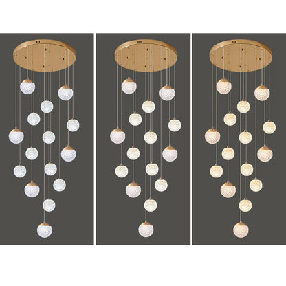 Lustre Moderne Bulle, Métal/Acrylique, Doré.