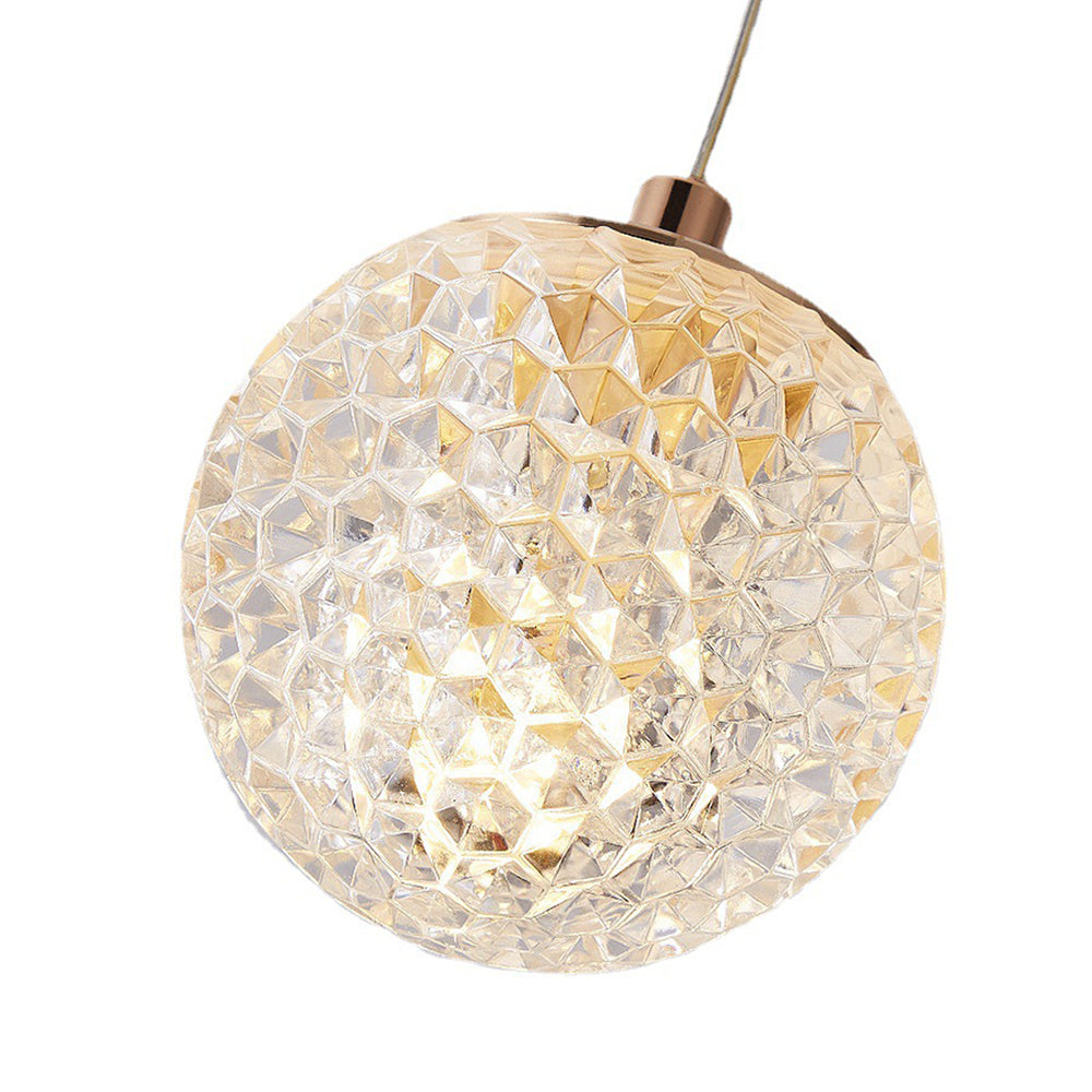 Lustre Moderne Bulle, Métal/Acrylique, Doré.
