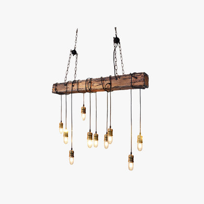Luminaire Suspendu Linéaire Brun/Bois/Métal/Verre