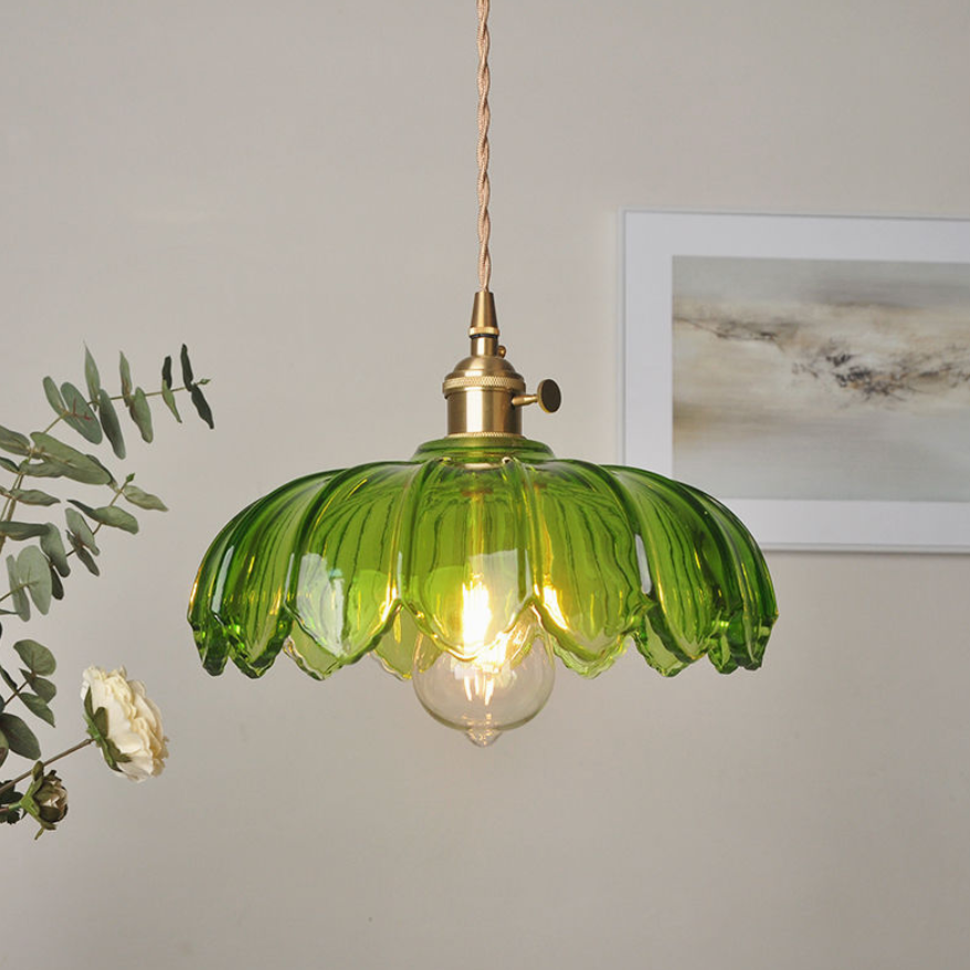 Suspension Fleur Vintage, Ambre/Bleu/Vert/Blanc/Transparent