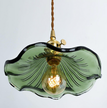 Suspension Fleur Vintage, Verre, Transparente/Verte/Ambre
