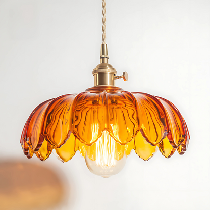 Suspension Fleur Vintage, Ambre/Bleu/Vert/Blanc/Transparent
