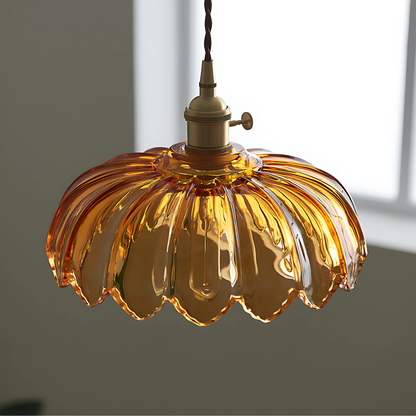 Suspension Fleur Vintage, Ambre/Bleu/Vert/Blanc/Transparent