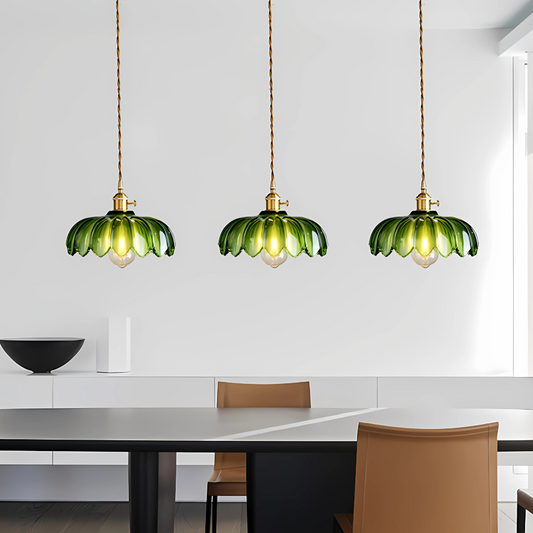 Suspension Fleur Vintage, Ambre/Bleu/Vert/Blanc/Transparent