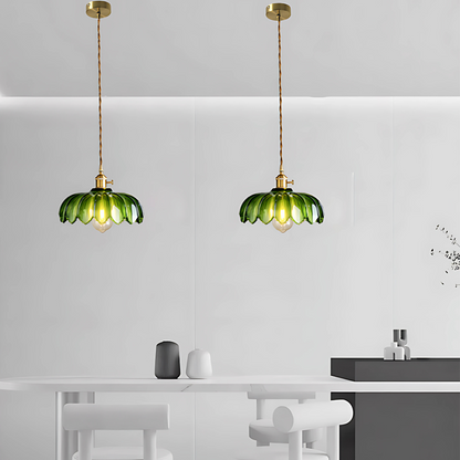 Suspension Fleur Vintage, Ambre/Bleu/Vert/Blanc/Transparent