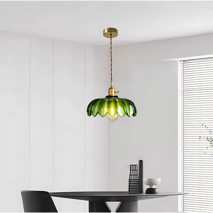 Suspension Fleur Vintage, Ambre/Bleu/Vert/Blanc/Transparent