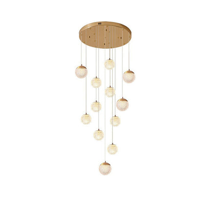 Lustre Moderne Bulle, Métal/Acrylique, Doré.