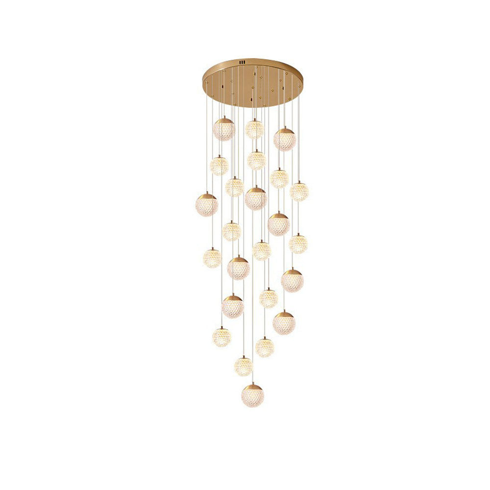 Lustre Moderne Bulle, Métal/Acrylique, Doré.