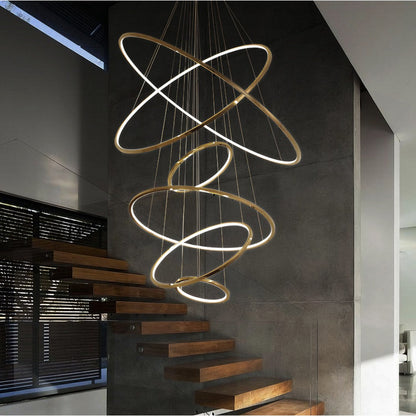 Suspension Anneau Design Moderne LED Doré