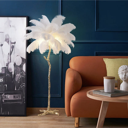 Lampadaire Naturel Plume, Blanc