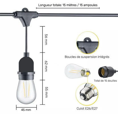 Guirlande Guinguette Éclats IP65 - 15m