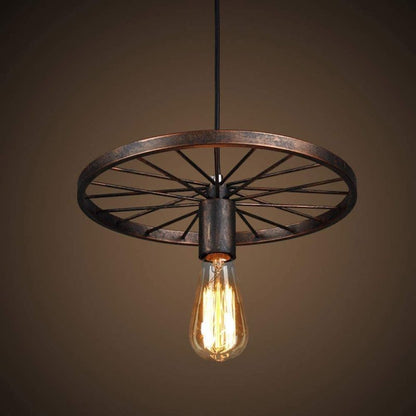 Luminaire Suspendu Rond Vintage, Noir/Rouille